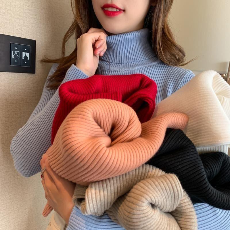 Turtleneck Sweater Women Fashion Simple Winter Pullover Jumper High Elastic Knitted Fall Female Basic Tops Casual Blouse