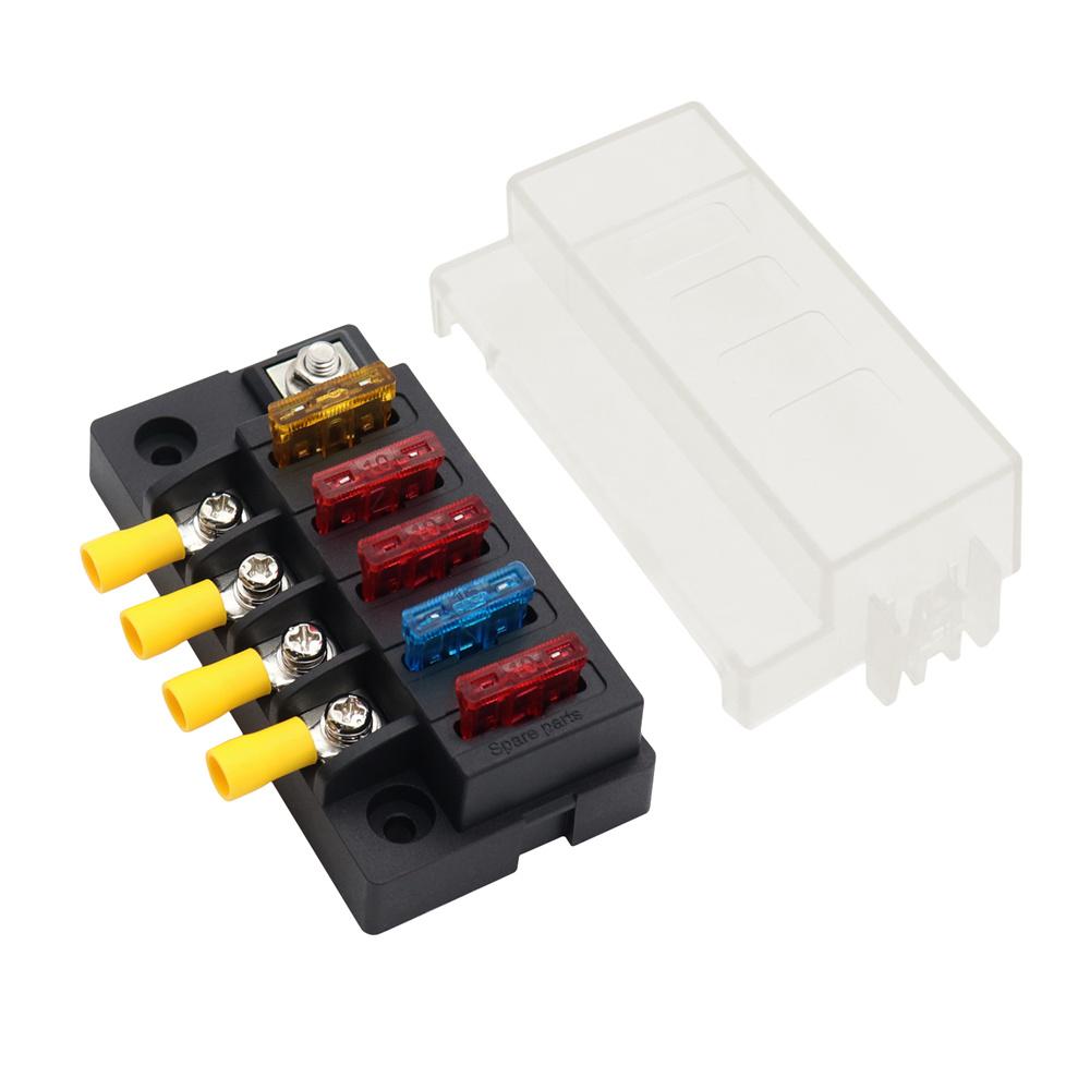 32V 4-Way Compact Fuse Box with Single Input and 4 Output For Car Marine Boat RV