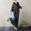 Dimanaf 2025 Dame Pluss Størrelse Vår Lang Kjole Løs Basic Trykk Vintage Casual Blomstret Oversize Langermet Maxi