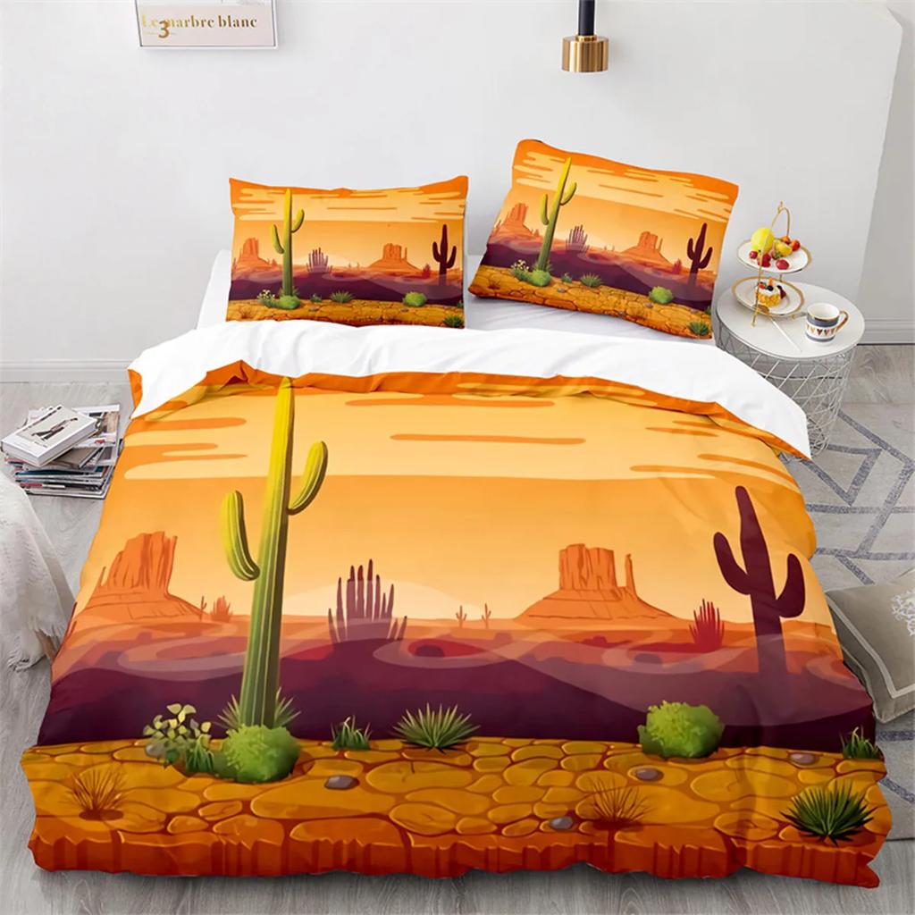 Cactus Soft Duvet Cover Tropical Desert Plant Mountain Sunrise Microfiber Comfortable Quilt Cover for Children Tens for Bedrom Decoration King