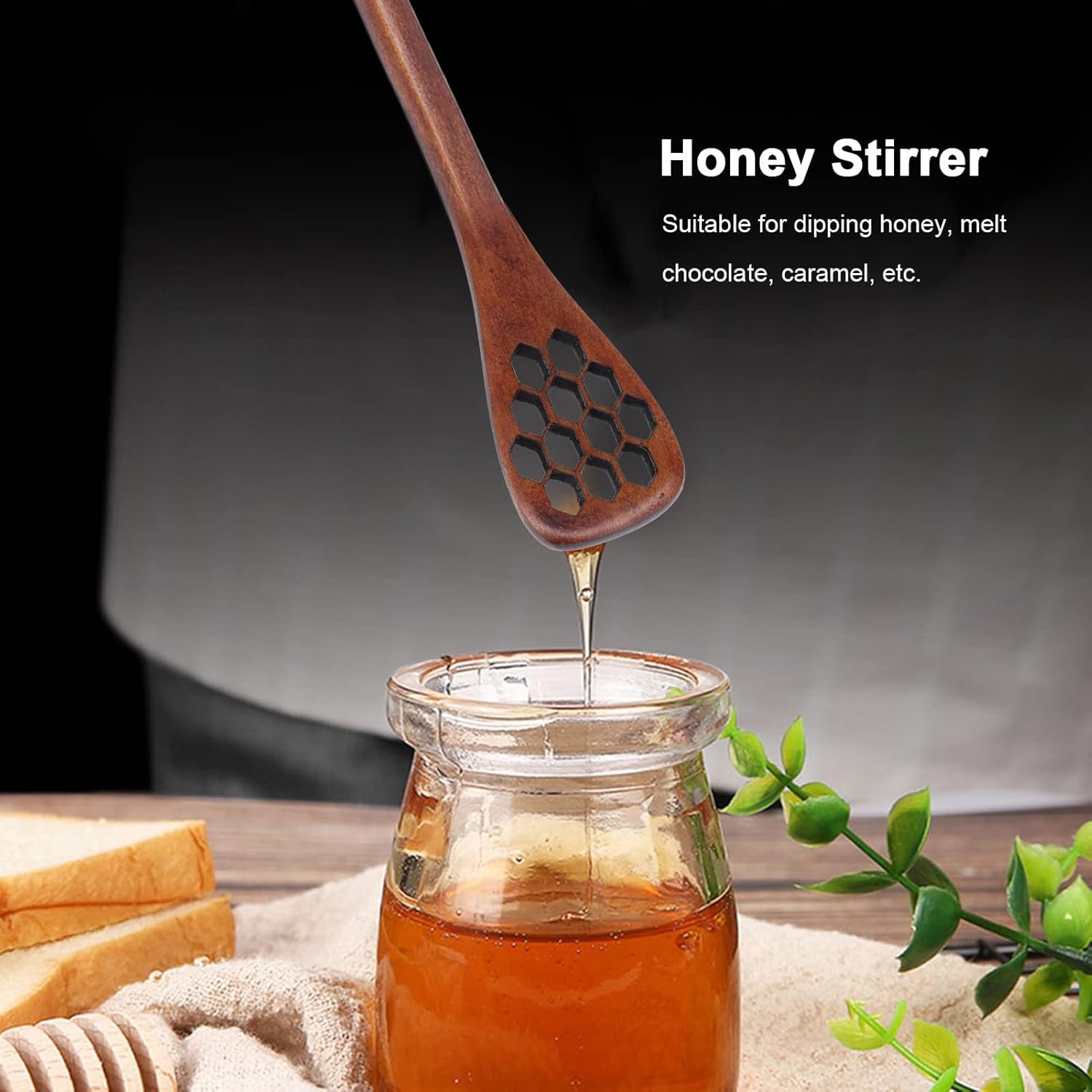 Wood Honey Drizzler 3PCS, Honey Dipper Sticks Wooden Honey Comb Honey Stick Small Honey Dipper Spoon Syrup Dippers for Honey Jar Dispense Drizzle