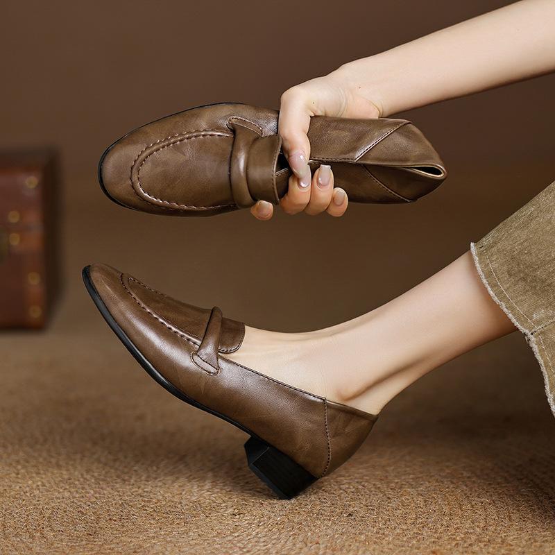 Spring and Autumn new retro small leather shoes women's shoes simple and versatile soft flat loafers