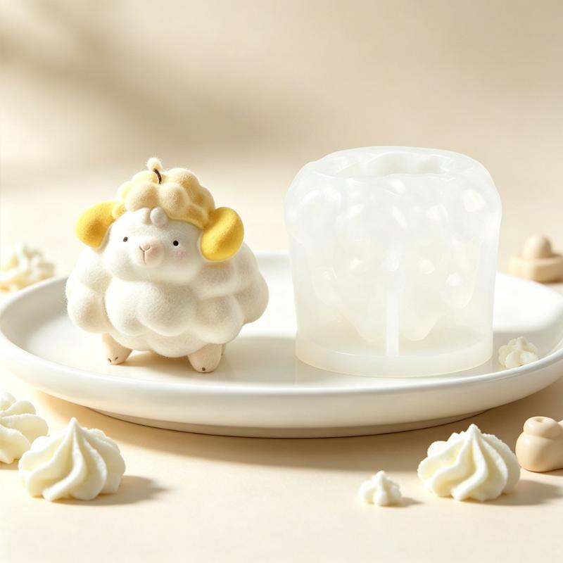 3D Sheep Shaped Silicone Mold Reusable Easy Demolding Non-Stick for Homemade Scented Candles Chocolate Soap Baking Crafts