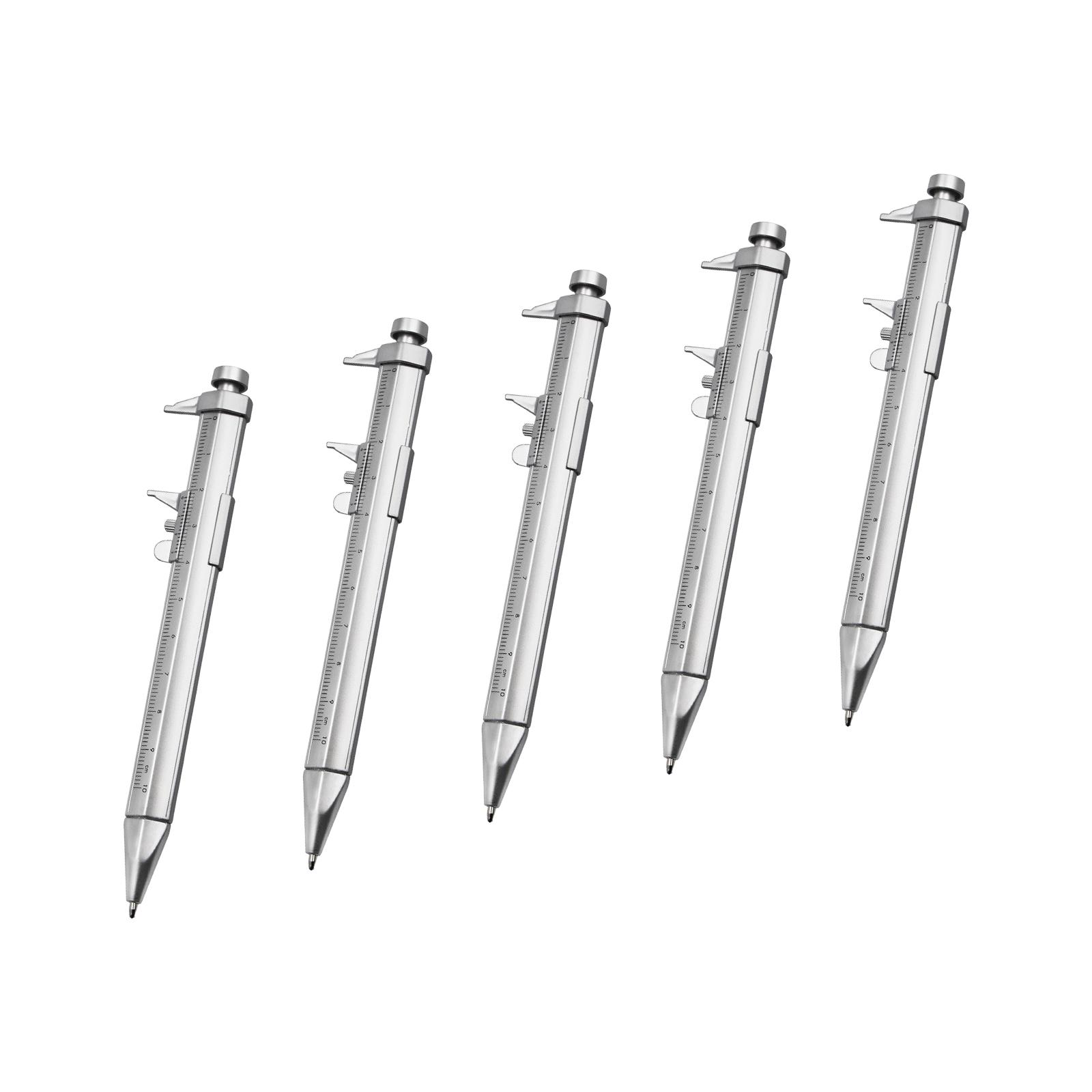 

5Pcs Measuring Ruler Roller Ball Pen Multifunction Vernier Caliper Pen Ballpoint Pen Measuring Tool Black/Blue Gel Ink B
