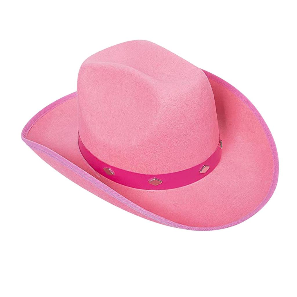 Cowboy Hat Western Wide Brim Felt Polyester Detail And Metal Embellishment Adjustable Closure