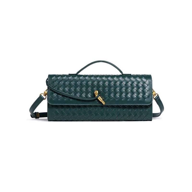 Cross-border Exclusive: Horizontal Woven Soft Leather Accordion Shoulder Bag for Women