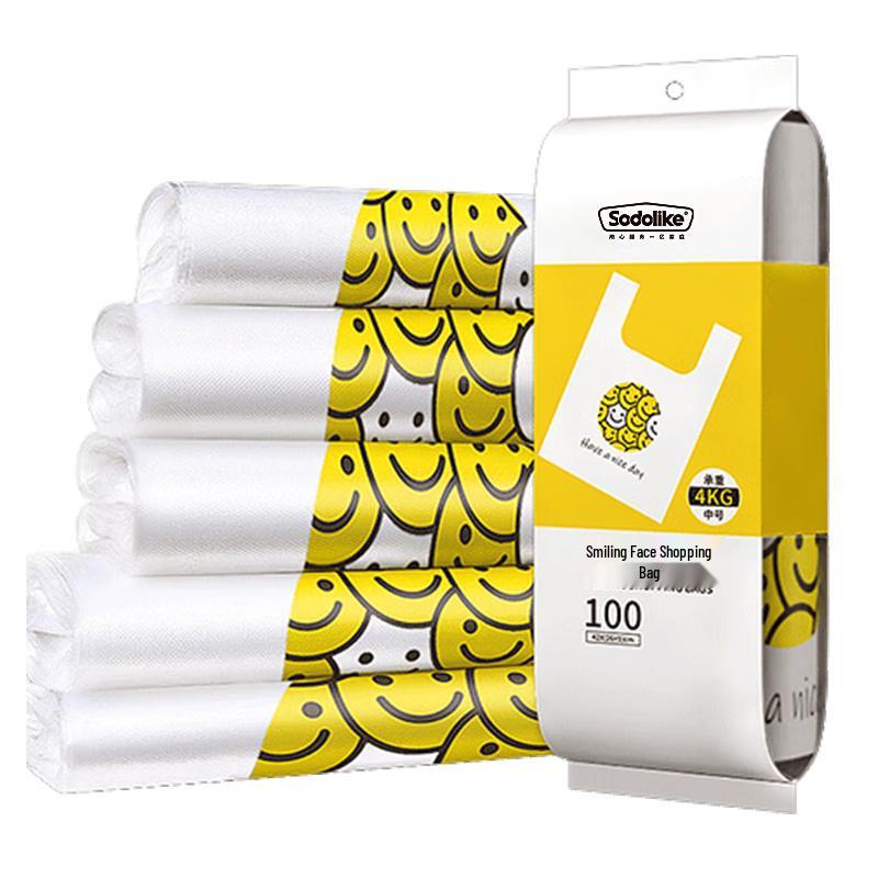 Sodolike Thickened Vest-Style Plastic Shopping Bags (100 Count)