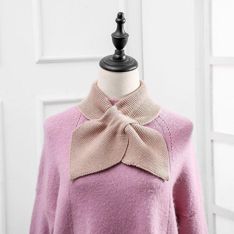 Autumn Winter Scarf Soft Neck Scarf Girls Knitted Sweater Bowtie Women Casual Cross Fishtail Scarf Straps Ladies Shawl
