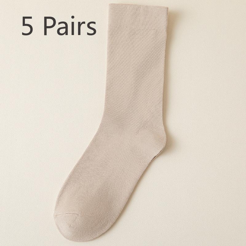 5 Pairs of Women's Autumn Pure Cotton Boneless Loose Tube Pile Socks