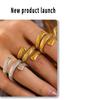 Europäischer & Amerikanischer Geometrischer Fadenring aus Titanstahl mit 18 Karat Vergoldung, Nicht verstellbares Offenes Design