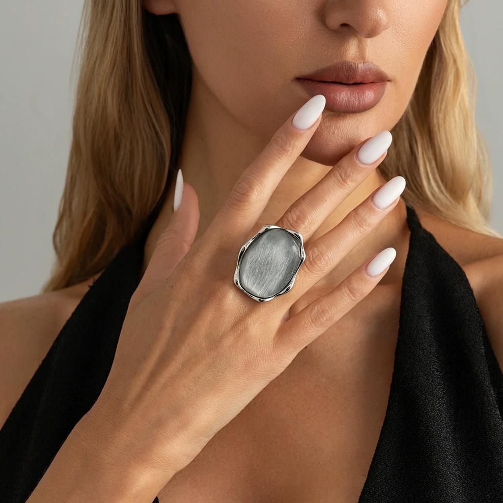 2026 New Luxury Exaggeration Resin Ripple Rings for Men Women Punk Irregular Crystal Stone Thick Rings Elegent Jewelry Gifts