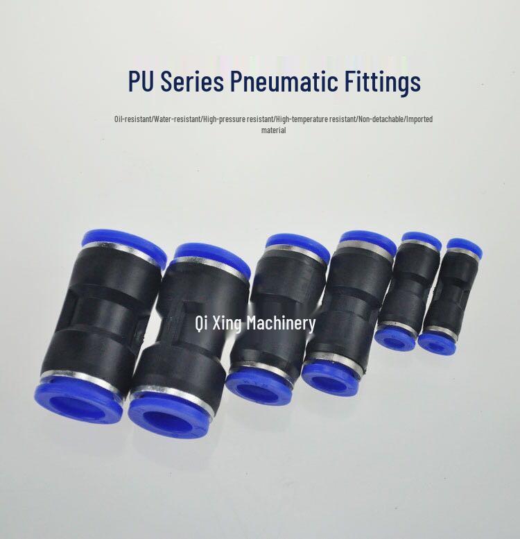 PU Plastic Pneumatic Quick-Insert Straight Connector for Air Tubes (Sizes: 4, 6, 8, 10, 12, 14, 16)
