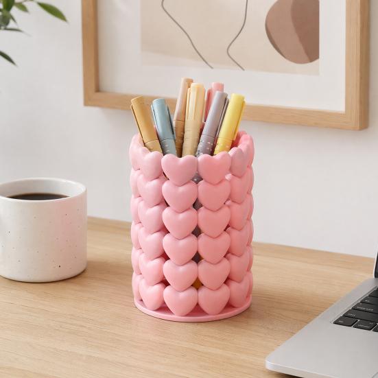 Dekorativer Stiftehalter 3D-gedruckter hohler Herzhalter, ästhetischer Ständer, mädchenhaftes einzigartiges Aufbewahrungsgeschenk, Make-up-Pinsel, multifunktional für Zuhause