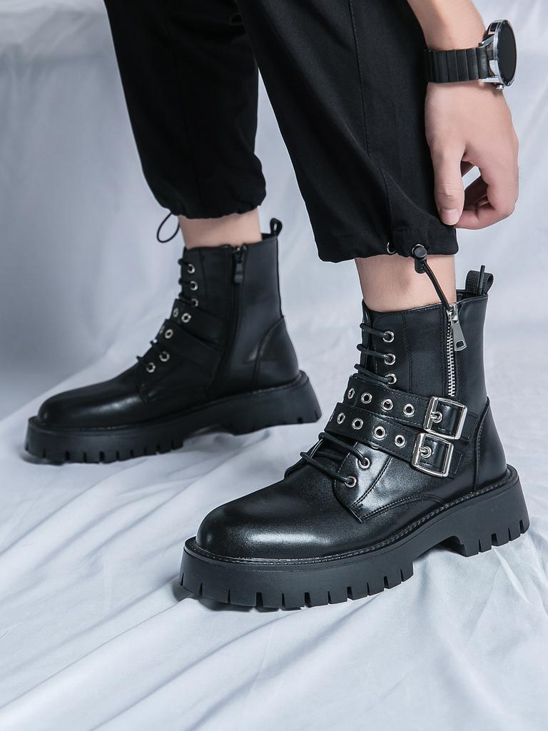 Fashion Brown Ankle Boots Men Designer Zip Urban Man Boots Comfortable Platform Men's Leather Boots Black botas para hombre 2025