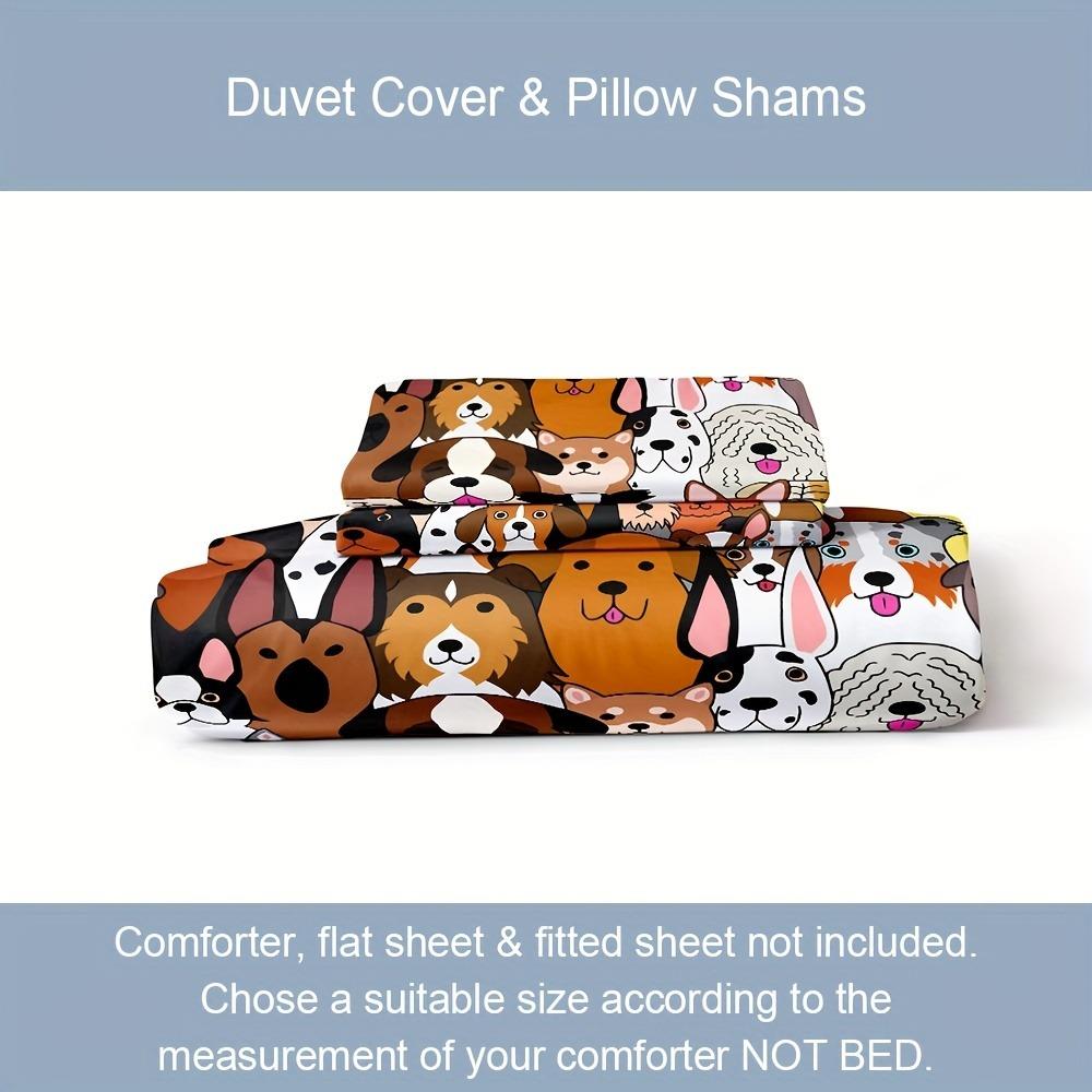 Dog Print Duvet Cover Set Soft And Comfortable Bedding Set For Bedroom - Includes 1 Duvet Cover And 2 Pillowcases