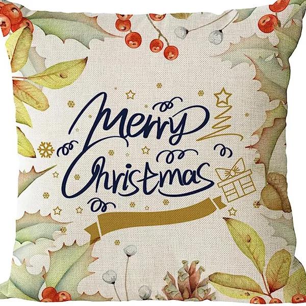 Merry Christmas Decor Cushion Cover 45x45 cm Pillow CaseCartoon Reindeer Santa Claus Printed Throw Pillowcase Linen Pillow Cover