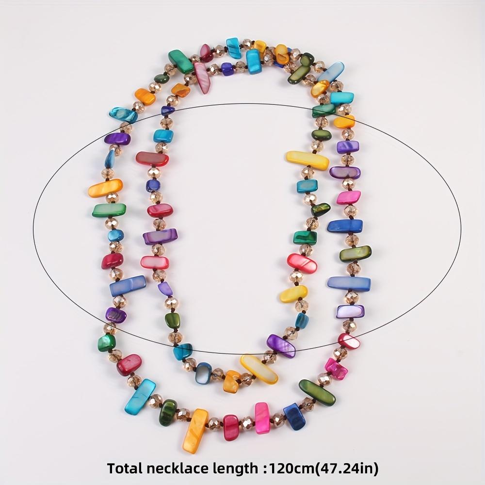 Creative Bohemian Colorful Resin Multi-Layer Long Sweater Chain – Perfect Autumn Winter Accessory for Women, 5 Colors Available, Ideal Gift