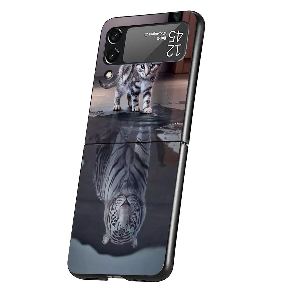 Cool Animal Big Cat Tiger Cover Phone Case For Samsung Galaxy Z Flip 7 6 5 4 3 5G Flip7 Flip6 Flip5 Flip4 Flip3 Black Fundas She