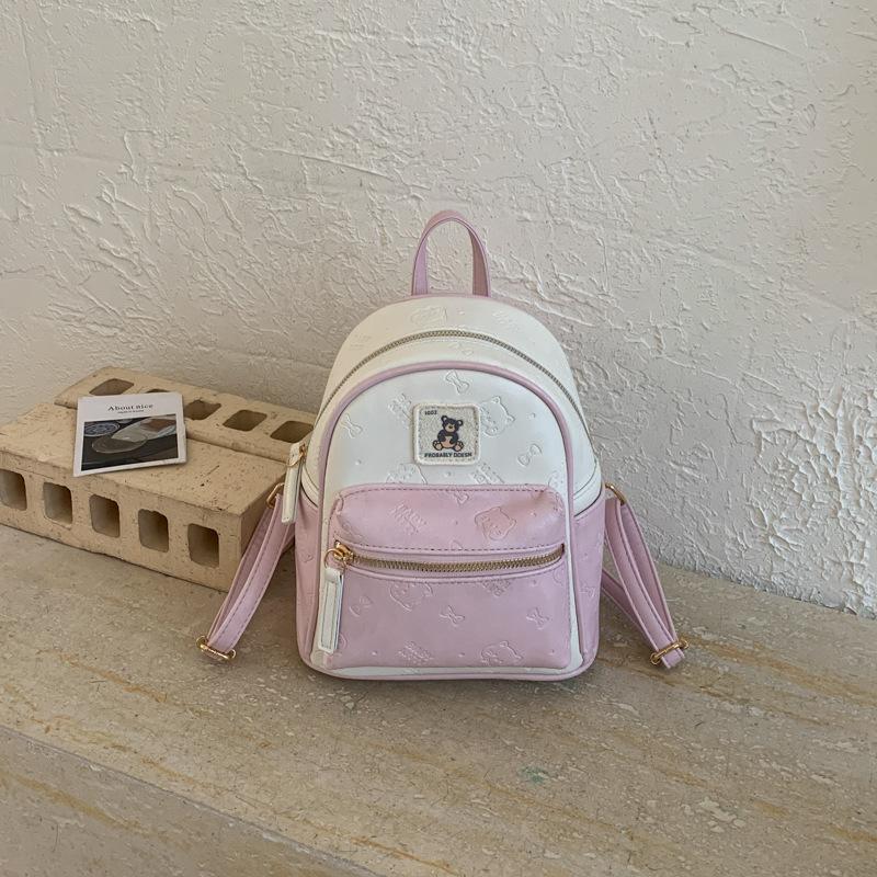 Schoolbag1011 Spring and Summer New Trendy Versatile Commuter Small Backpack Contrasting Colors Niche Sweet Cute Embossed Mini Backpack