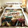 Dog Theme Soft Blanket Personalized Custom Name Text Print Warm Blanket Home Sofa Bedroom Decor