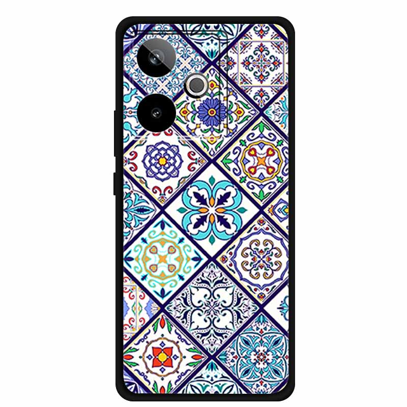 For Realme GT7 3D Relief Phone Case Emboss Flower Back Cover Black Silicone Shockproof Soft Protector 6.8" Realme GT 7T 7 T Capa
