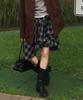 MIND BRIDGE WOMEN [W] Black Check Flare Asymmetrical Skirt