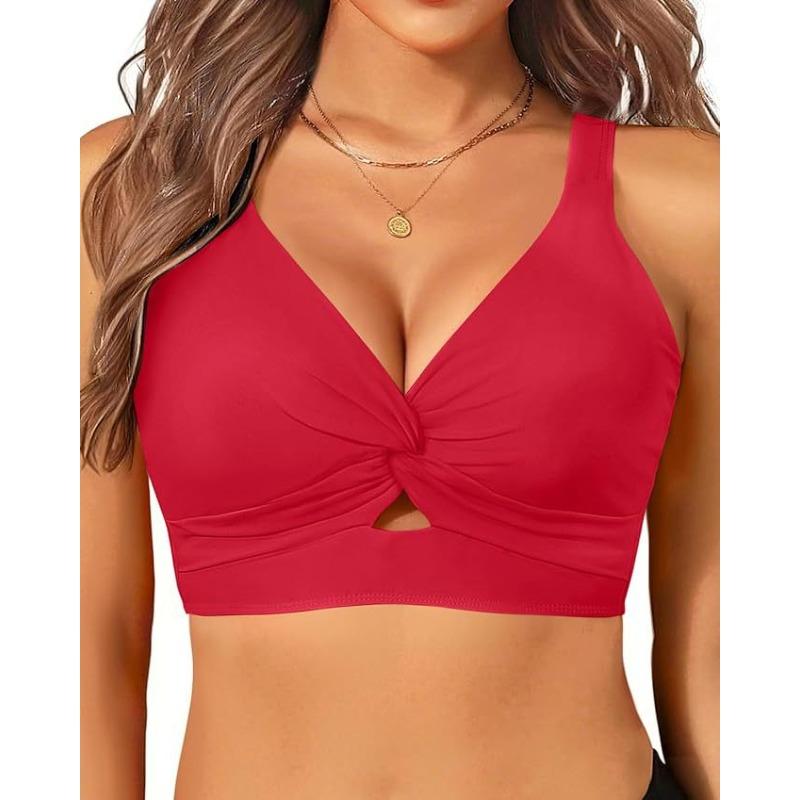 Women's bikini new swimsuit seaside vacation casual neck top