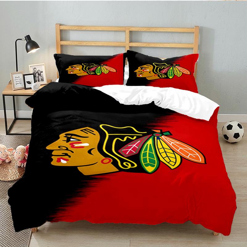 Chicago Hockey 3PCS Bedding set,Ideal for 1pc Duvet Cover And 2pcs Pillowcases Perfect for Fan gift,Ideal for Bedroom, Dormitory
