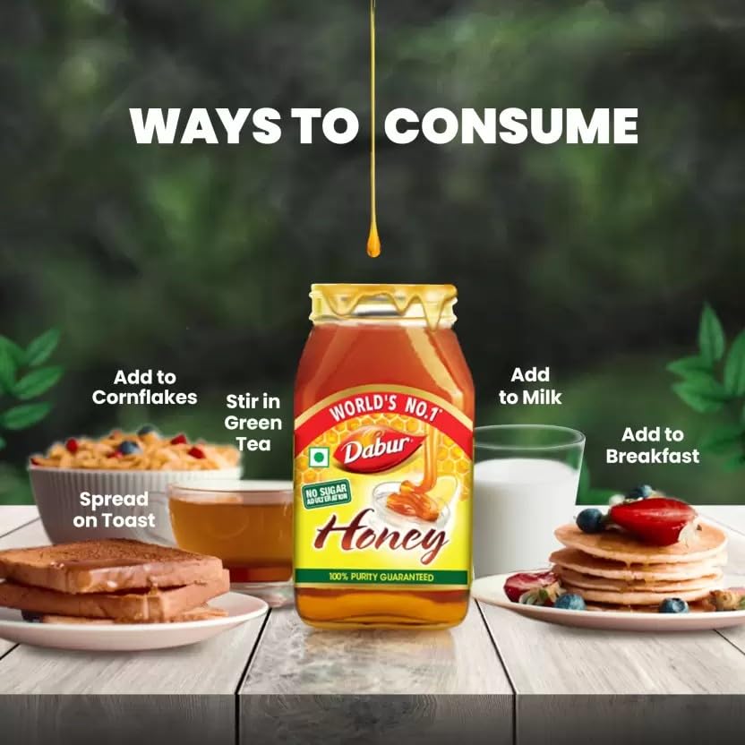 Dabur Honey 1.2kg Bottle | 100% Pure Natural Sweetener | No Sugar Adulteration | Rich Antioxidants for Health, Immunity & Weight Management