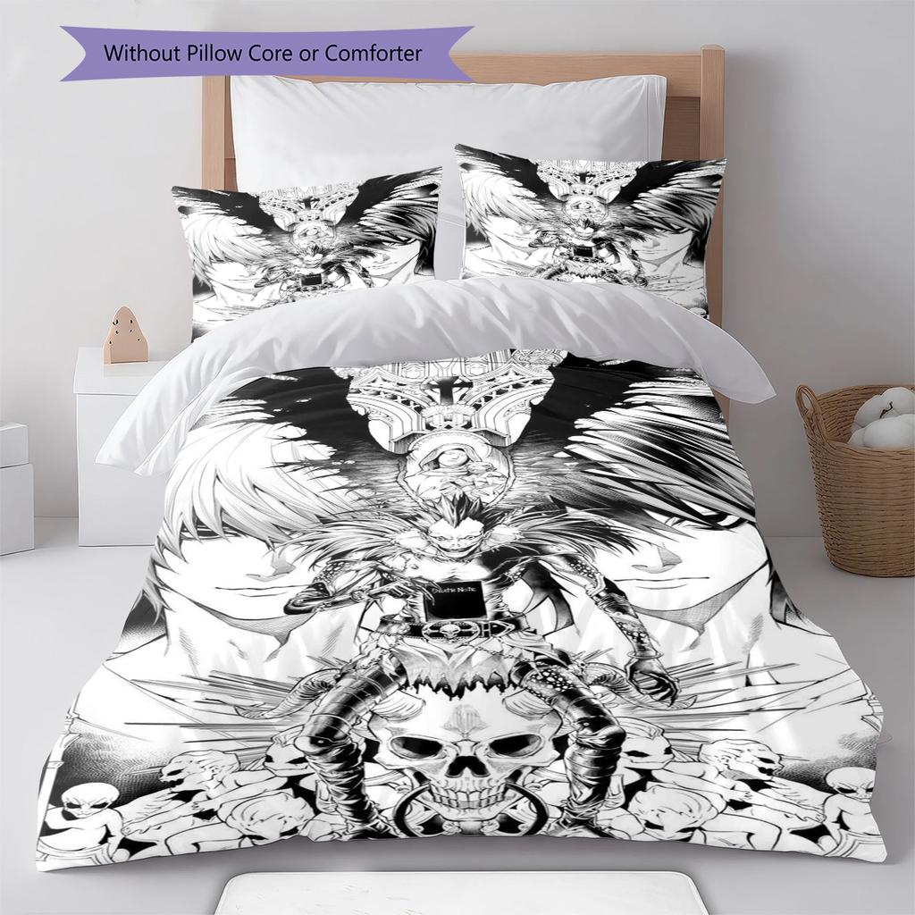 Anime Pattern Bedding Quilt Set Quilt Cover Pillowcase Home Decoration Birthday Gift (1 * Duvet Cover + 2 * Pillowcase, Without Core)