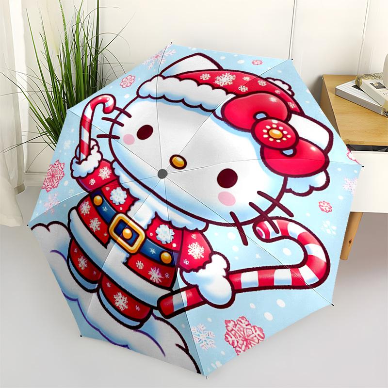 

1pc Christmas Hello Kitty Automatic Open/Close Umbrella - Compact Travel Umbrella with 8-Rib Durable Frame, Lightweight & Portable for Commuting, Fash