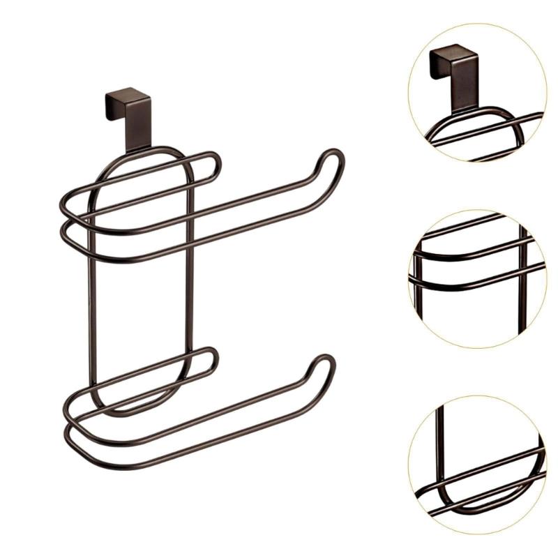 Easy to Install Double Layer Towel and Toilet Paper Rack Hanging Tissue Roll Dispenser Bathroom Organization Tool