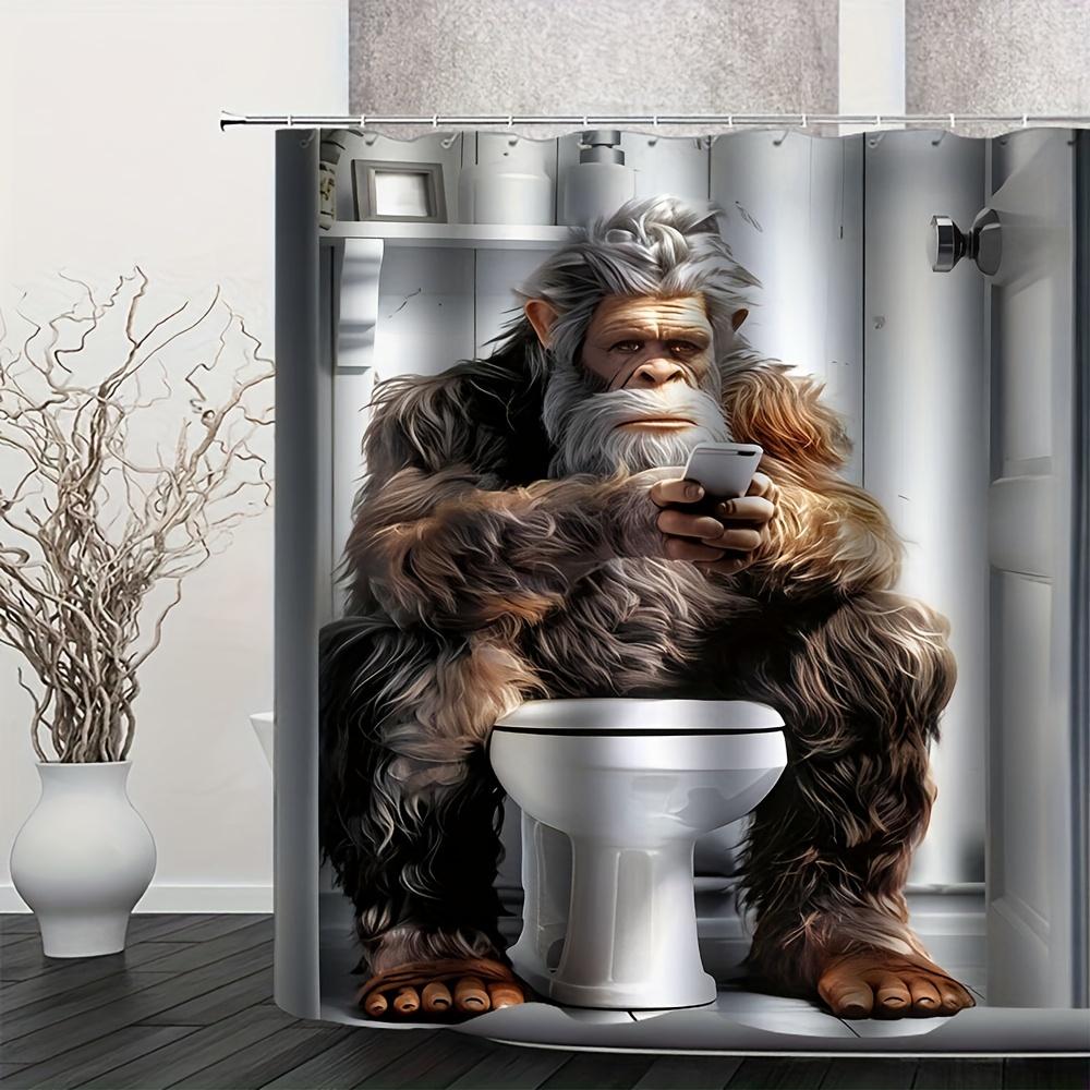 Gorilla Bathroom Mobile Phone Waterproof Shower Curtain Hotel Apartment Bathroom Shower Tapestry Wall Decoration Pendant Curtain