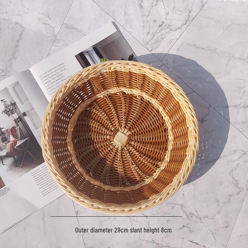Creative Round Handwoven Rattan-Style Basket for Snacks & Dried Fruit