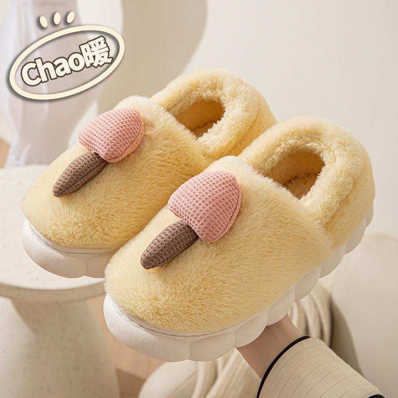 Mushroom bags and cotton slippers autumn and winter couples home plush cute shoes warm and thickened outer wear