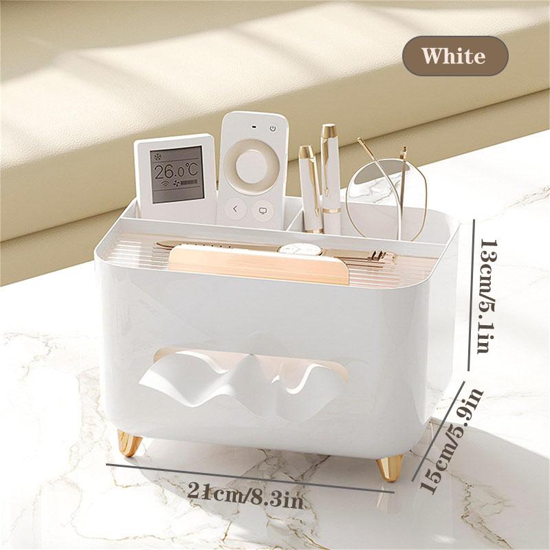 1Pcs Multifunctional Desk Organizer, Tissue Boxes, Remote Control And Miscellaneous Storage Box, Car Desktop Tissue Holder белый
