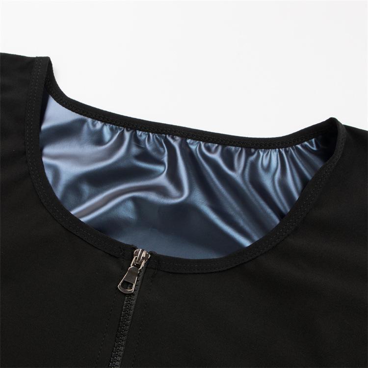 Men's Black Sauna Vest: Sweat-Wicking, Zippered, Silver-Coated, Body Shaper for Yoga & Exercise.