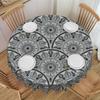 Runde Mandala Art Deco Muscheln Tischdecke Wasserdicht Ölbeständig Tischabdeckung 70 Zoll Florale Harmonie Silber Rauch Tischdecke