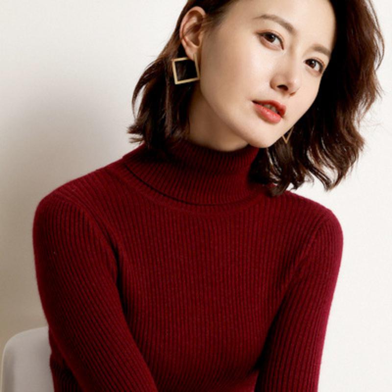 Turtleneck Jumper Woman Knitted Blouses Fashion Ladies Sweaters Winter Thermal Striped Long Sleeve Autumn Warm Tops