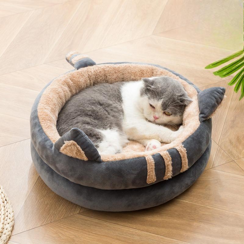 

Semi Enclosed Cat Bed Pet House Summer Cat Cave Soft Warm Cat Villa for Indoor Cats 35cm