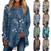 Damen Casual Plus Size Langarm Rundhals Bedrucktes T-Shirt Top Pullover T-Shirts Damen