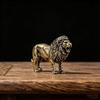 Brass Lion Figurine With Vintage Antique Finish And Exquisite Carvings For Home Office Desktop Decor