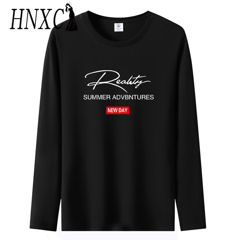

Хлопковая футболка с длинным рукавом HNXC Мужская модная свободная сочувственная футболка XXXXXL чёрный