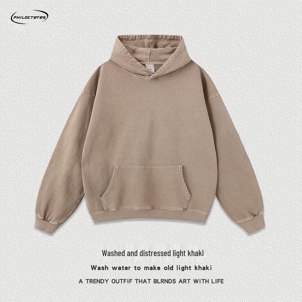 420g Salt-Washed Distressed Oversized Retro Hoodie