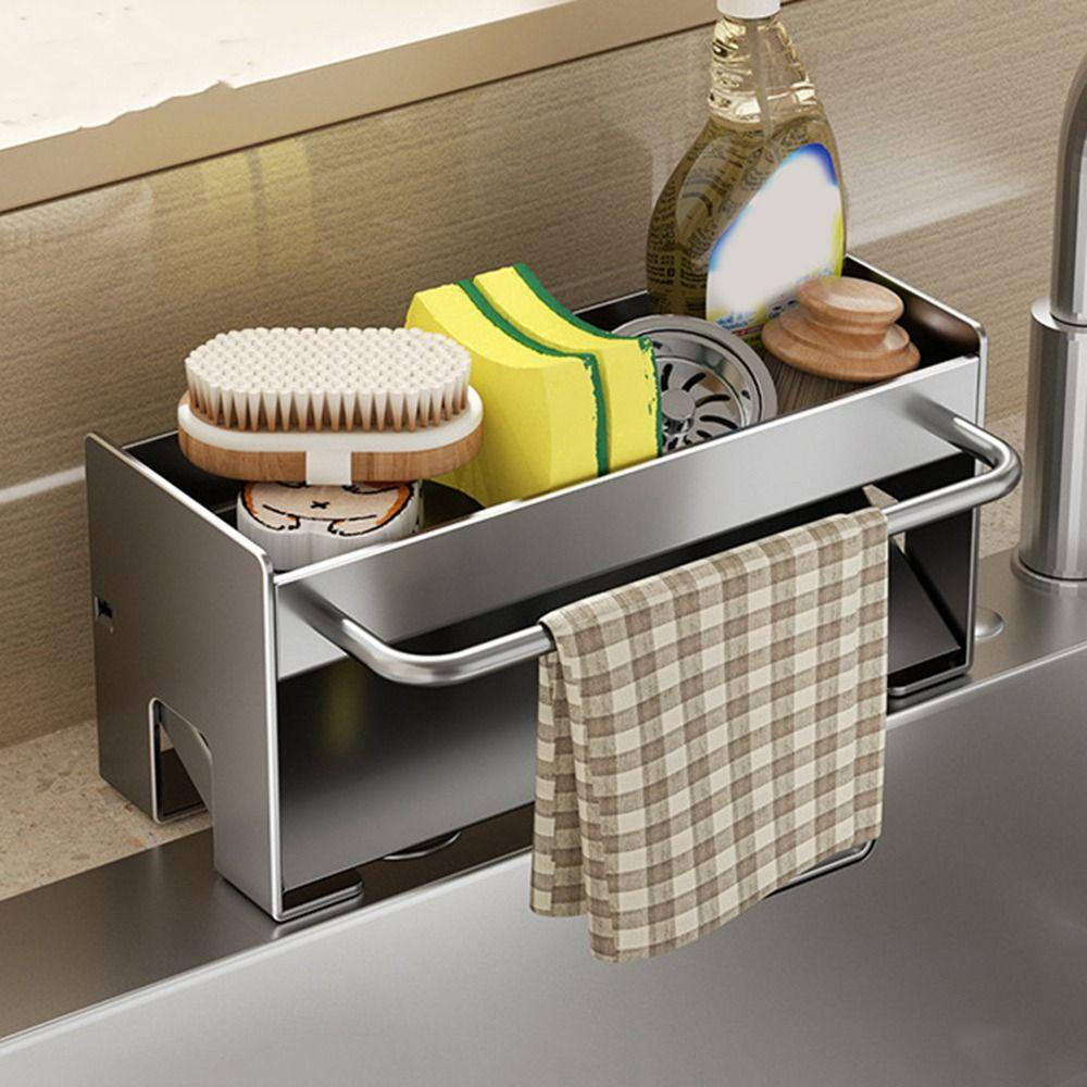 Self-draining Sink Drain Rack Carbon Steel Sink Stand Multifunctional Sink Sponge Holder  Bathroom