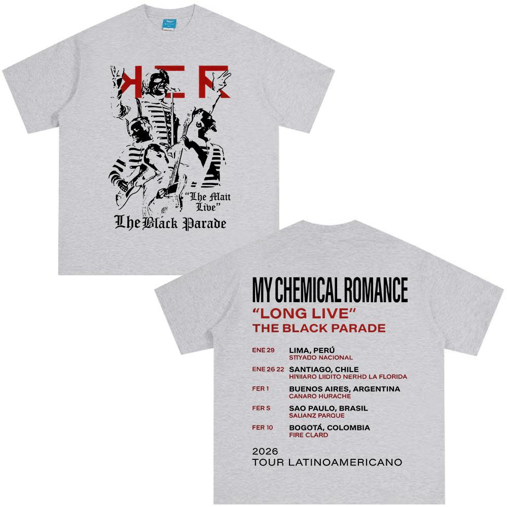 

The Black Parade 2026 Tour Tshirts Rock Band My Chemical RoUnisexce Tshirt Unisex Women Clothing Hip Hop Vintage Y2K Top Streetwear 4XL