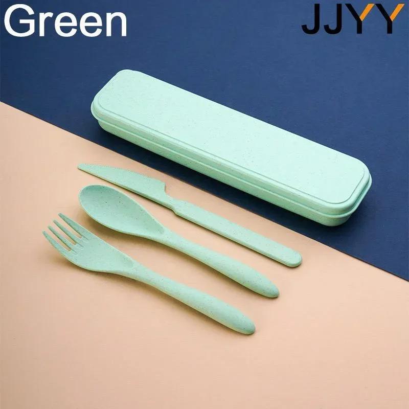 3Pcs Portable Knife Fork Spoon Cutlery Set With Box for Students Office Home Travel Kitchen Dining Tableware Set Easy to Carry