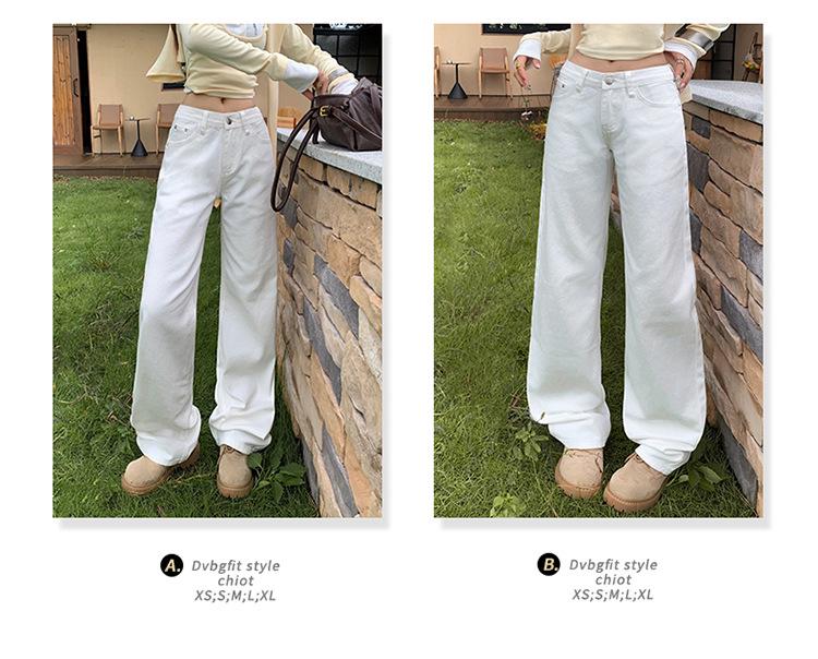 Women's Autumn 2025 White Retro Low-Waist Loose Straight-Leg Floor-Length Jeans