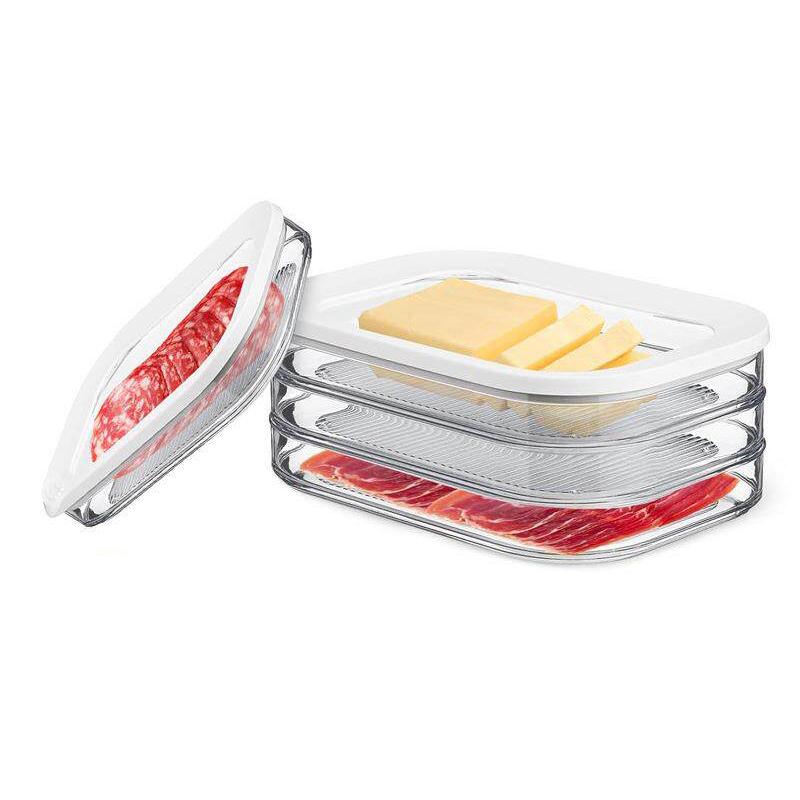 Meat Container For Fridge Stackable Cold Cuts Storage Containers With Clear Lids For Deli Meat Bacon Cheese & Meal Prep+