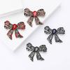 Vintage Rhinestone Bow Brooch for Women Unisex Office Party Friend Gifts Jewelry Accessories